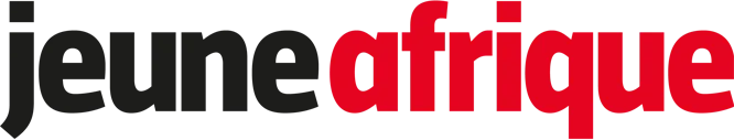 Africa photo — Logo du magazine Jeune Afrique composé d'un dégradé noir et blanc pour 'Jeune' et d'un texte rouge pour 'Afrique', symbolisant l'identi