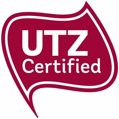 Africa photo — Logo UTZ Certified en forme de drapeau rouge avec le texte blanc UTZ Certified, symbolisant une certification de qualité pour des produ